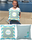 Golf Monogram Pillow (Aqua Blue)