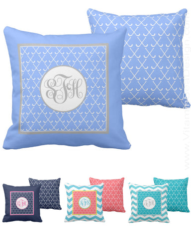 Field Hockey Monogram Pillows
