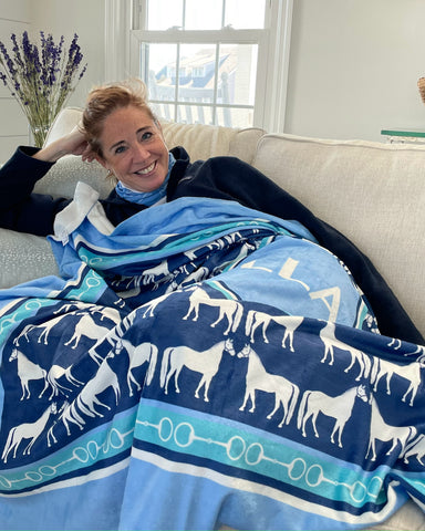 Horseback Riding Monogram Blankets