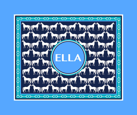 Horseback Riding Monogram Blankets
