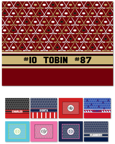Ice Hockey Monogram Blankets