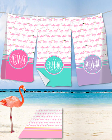 Flamingo Monogram Beach Towels